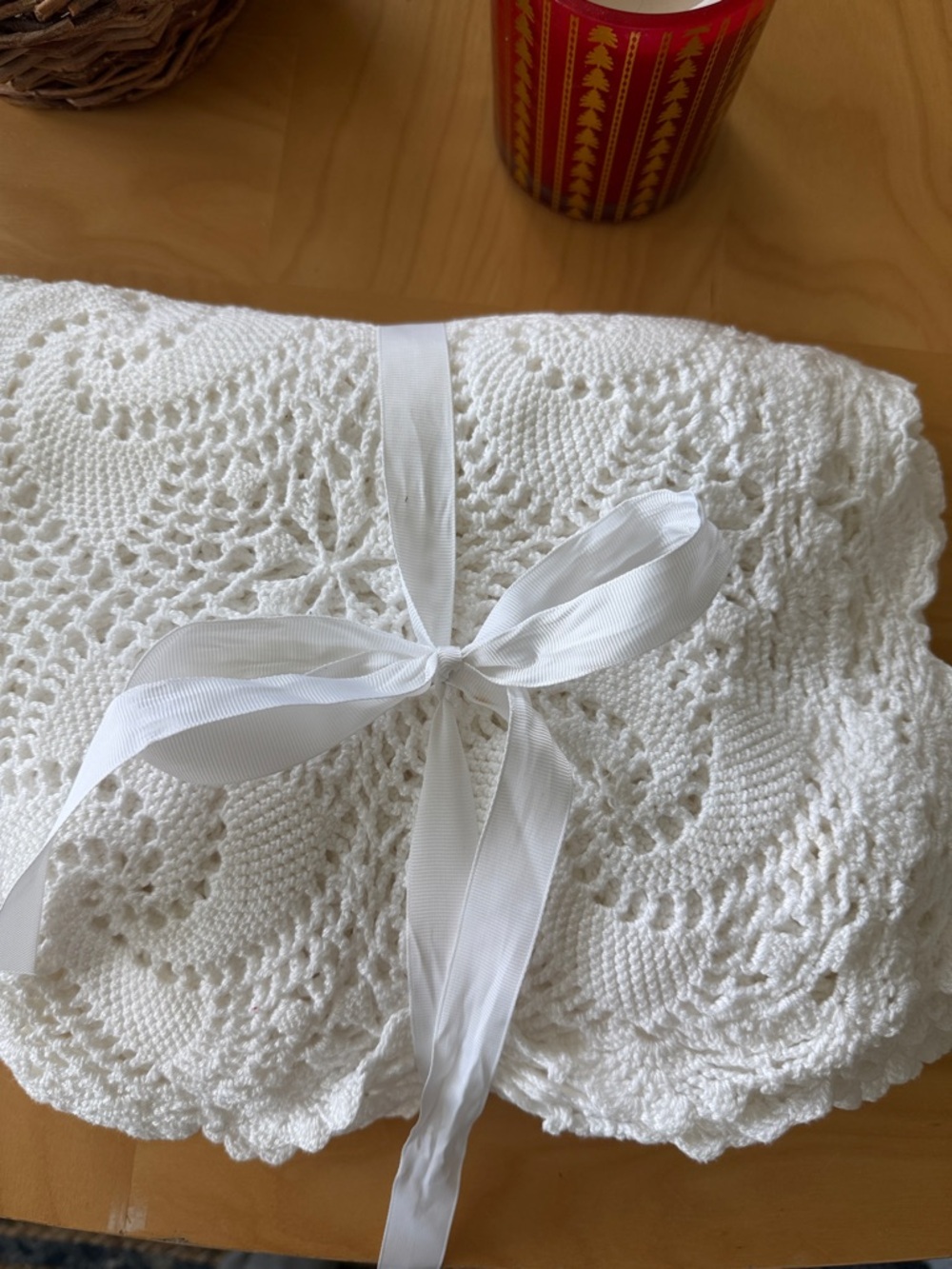 Handmade White Crochet Placemats for Twelve